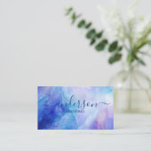 Carte de visite Code QR Logo texture Pierre Opale (Debout devant)
