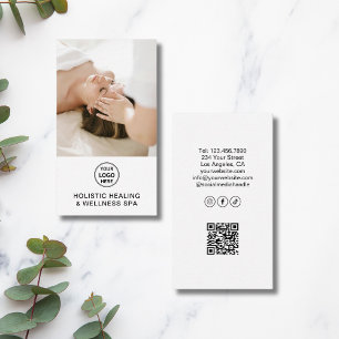 Carte De Visite Code QR Logo Thérapeute en Santé Holistique Blanc