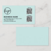 Carte De Visite Code QR Logo Turquoise Professionnel Moderne (Devant / Derrière)