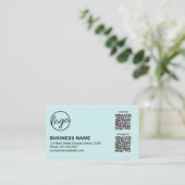 Carte De Visite Code QR Logo Turquoise Professionnel Moderne (Debout devant)