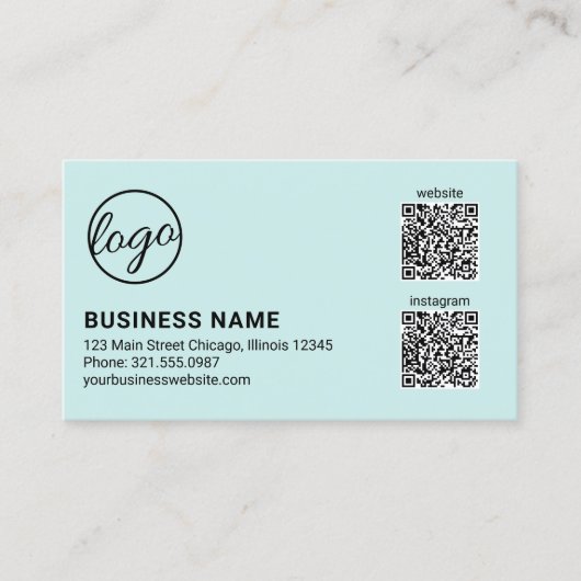 Carte De Visite Code QR Logo Turquoise Professionnel Moderne (Devant)