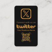 Carte De Visite Code QR Logo Twitter X Or Noir Moderne (Devant)