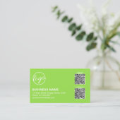 Carte De Visite Code QR Logo Vert Citron Professionnel Moderne (Debout devant)