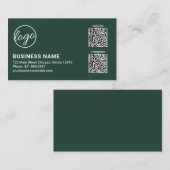 Carte De Visite Code QR Logo Vert Forêt Professionnel Moderne (Devant / Derrière)