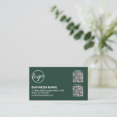 Carte De Visite Code QR Logo Vert Forêt Professionnel Moderne (Debout devant)
