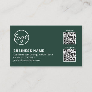 Carte De Visite Code QR Logo Vert Forêt Professionnel Moderne