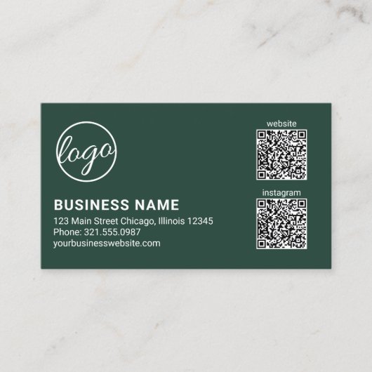 Carte De Visite Code QR Logo Vert Forêt Professionnel Moderne (Devant)