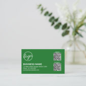 Carte De Visite Code QR Logo Vert Professionnel Moderne (Debout devant)
