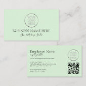 Carte De Visite Code QR Logo Vert Rose (Devant / Derrière)