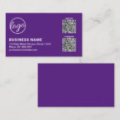Carte De Visite Code QR Logo Violet Professionnel Moderne (Devant / Derrière)