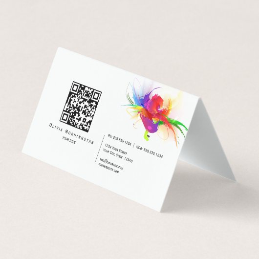 Carte De Visite Code QR Lorikeet Abstrait (Dos)