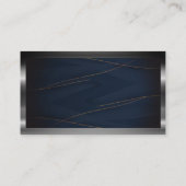 Carte De Visite Code QR | Luxe Blue Gold Lines | Bordure métalliqu (Dos)