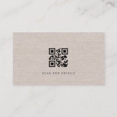 Carte De Visite Code QR Luxe en Lin Naturel Brun (Dos)