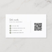 Carte De Visite Code QR Luxe Feuille Florale Vert Sauge (Dos)
