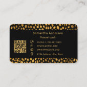 Carte De Visite Code QR luxe impression noir or léopard (Dos)