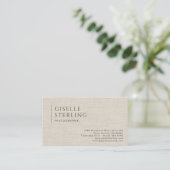 Carte De Visite Code QR Luxe Lin Épuré Photographe (Debout devant)