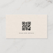 Carte De Visite Code QR Luxe Linen Ivoire Naturel (Dos)