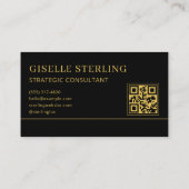 Carte De Visite Code QR Luxe Logo Noir Or (Dos)