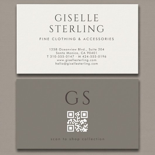 Carte De Visite Code QR Luxe Mode Boutique de Luxe