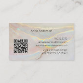 Carte De Visite Code QR Luxe Moderne Pierre Opale Minérale Or (Dos)