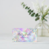 Carte De Visite Code QR Luxe Paillettes Holographiques Maquilleuse (Debout devant)