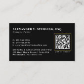Carte De Visite Code QR Luxe Professionnel Or Noir Moderne (Devant)
