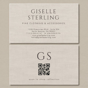 Carte De Visite Code QR Luxe Vêtements de Boutique en Lin 