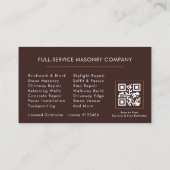 Carte De Visite Code QR Maçonnerie de Briques Construction (Dos)