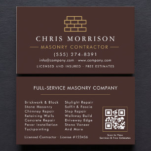 Carte De Visite Code QR Maçonnerie de Briques Construction