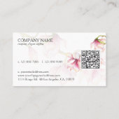 Carte De Visite Code QR Magnolia Rose Aquarelle (Dos)