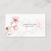 Carte De Visite Code QR Magnolia Rose Aquarelle (Devant)