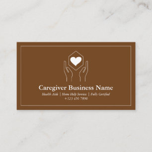 Carte De Visite Code QR main de soignant marron coeur