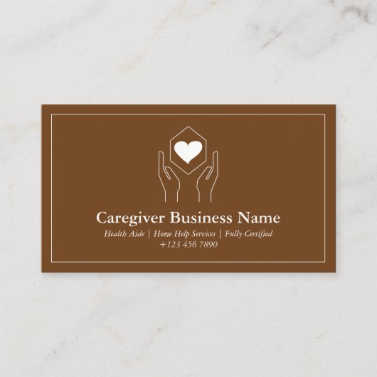 Carte De Visite Code QR main de soignant marron coeur (Devant)