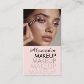 Carte De Visite Code QR Makeup Photo Écriture Rose Rougeur (Devant)