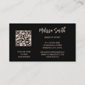 Carte De Visite Code QR | Mandala Floral Or Rose Noir (Dos)