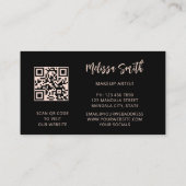 Carte De Visite Code QR | Mandala Floral Or Rose Noir (Dos)