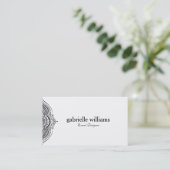 Carte De Visite Code QR Mandala Paisley Noir et Blanc (Debout devant)