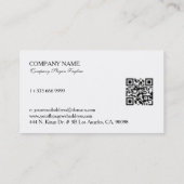 Carte De Visite Code QR Mandala Paisley Noir et Blanc (Dos)