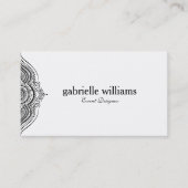 Carte De Visite Code QR Mandala Paisley Noir et Blanc (Devant)