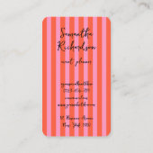 Carte De Visite Code QR manuscrit Cherry Pink Groovy Stripes (Dos)