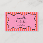 Carte De Visite Code QR manuscrit Groovy Stripes Cherry Pink (Devant)