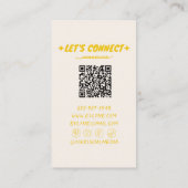 Carte De Visite Code QR manuscrit Jaune Gras Rétro Floral (Dos)