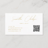 Carte De Visite Code QR manuscrit moderne beige or (Dos)
