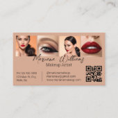 Carte De Visite code qr maquillage artiste 4 photos collage brun (Devant)
