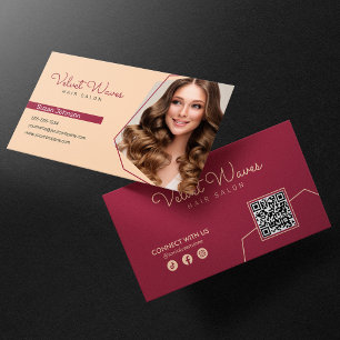 Carte De Visite Code QR maquillage Elegant Red Hair