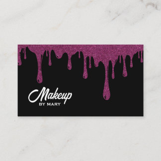 Carte De Visite Code QR Maquillage Moderne Gouttes de Paillettes N