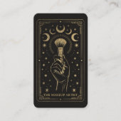 Carte De Visite Code QR Maquillage Tarot Céleste Rétro Or (Devant)