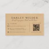 Carte De Visite Code QR Maquilleuse Faux Lin Beige (Dos)