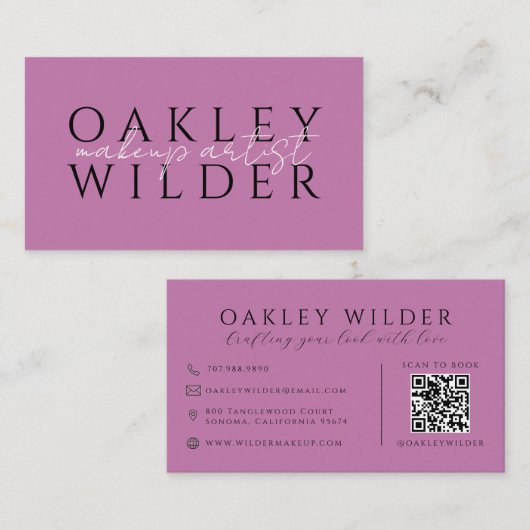 Carte De Visite Code QR Maquilleuse Lilas (Devant / Derrière)