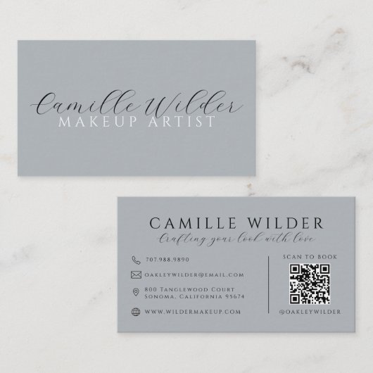 Carte De Visite Code QR Maquilleuse Neutre (Devant / Derrière)